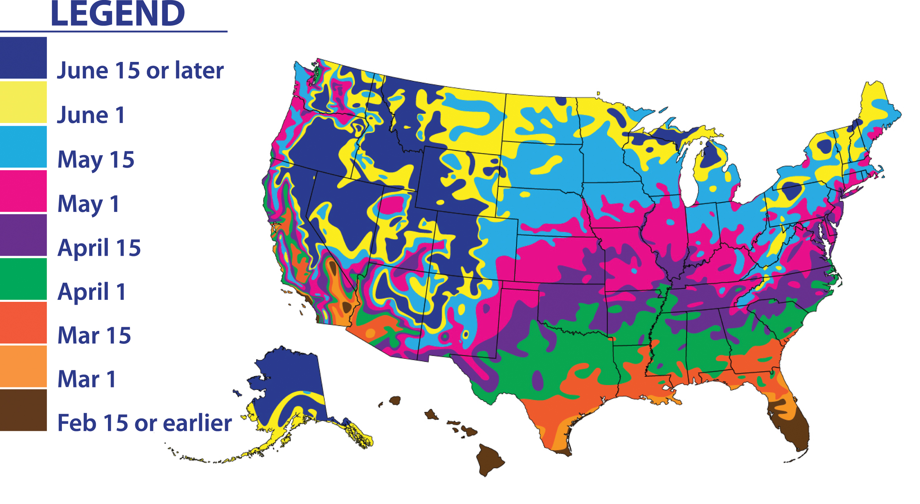 Average Last Spring Frost Date Map